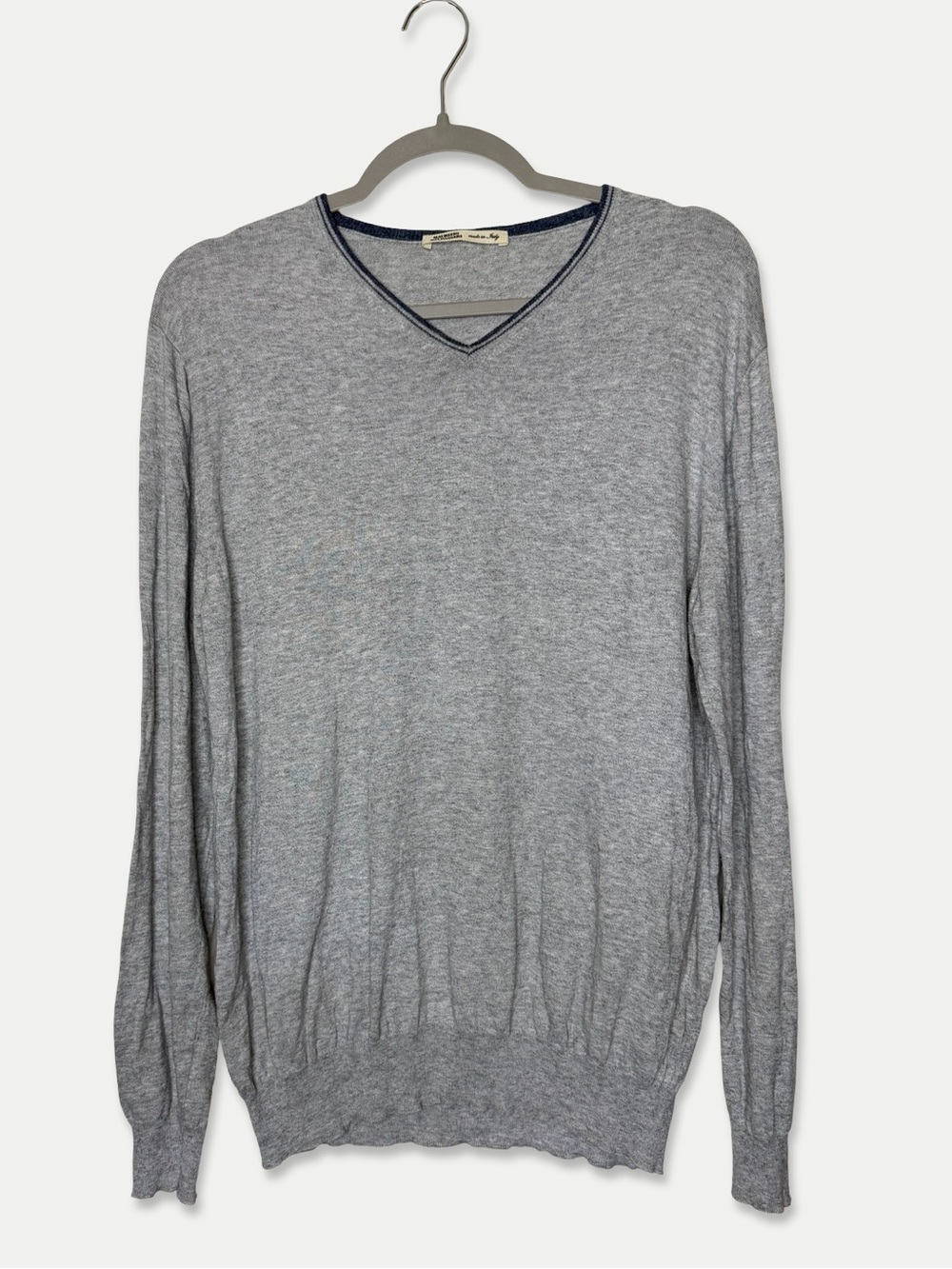 Maurizio Baldassari Made in Italy Gray Cotton V-Neck Sweater M